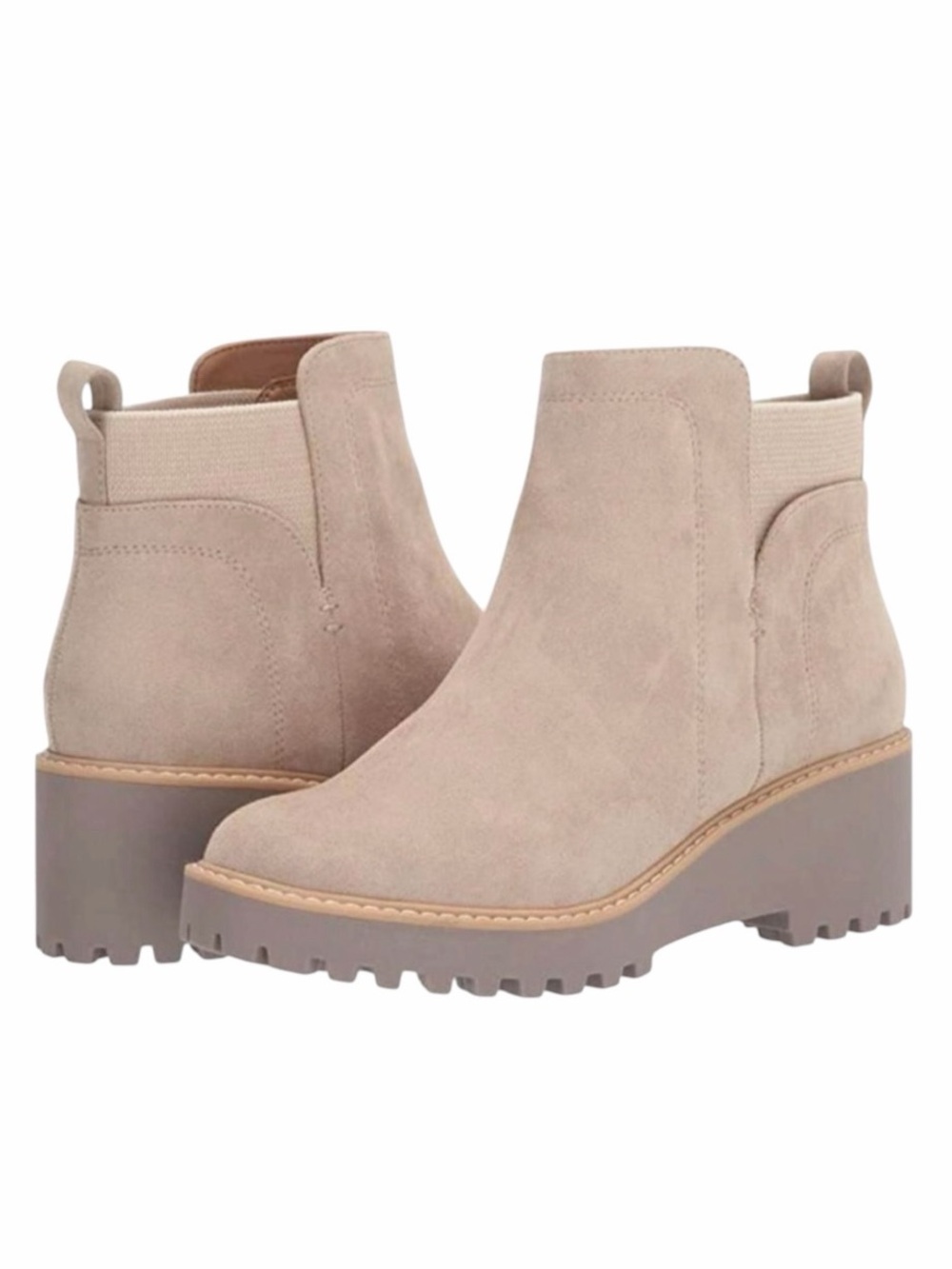 NWOB Dolce Vita Suede Platform Chelsea Boots Beige Size 6.5 Neutral Earth Tone